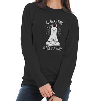 Llama Stay 6 Feet Away Funny Llama Social Distancing Women Long Sleeve Tshirt | Favorety CA