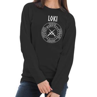 Loki Norse God With Runes Daggers Women Long Sleeve Tshirt | Favorety