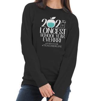 The Longest School Year Ever Apple Wearing Face Mask Teacher 2021 Ver2 Women Long Sleeve Tshirt | Favorety AU