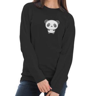 Lucky Number 8 Panda Bear Word Cloud Women Long Sleeve Tshirt | Favorety DE