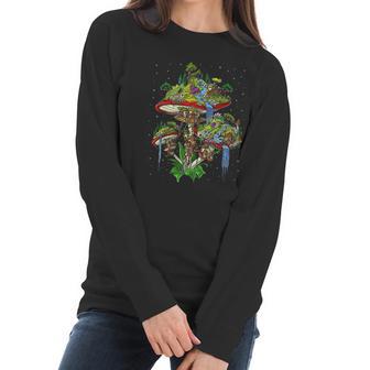 Magic Mushrooms Island Psychedelic Fungi Fantasy Hippie Women Long Sleeve Tshirt | Favorety AU