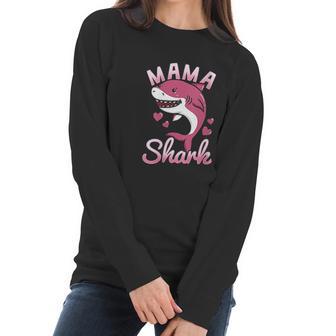 Mama Shark Mommy Shark Lover Family Matching Birthday Women Long Sleeve Tshirt | Favorety UK