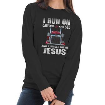 Mens Caffeine Diesel Jesus Christian Trucker Distressed Women Long Sleeve Tshirt | Favorety