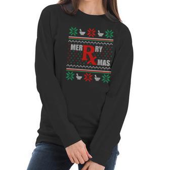 Merry Xmas Pharmacist Ugly Christmas Sweater Pharmacy Tech Sweater Women Long Sleeve Tshirt | Favorety CA