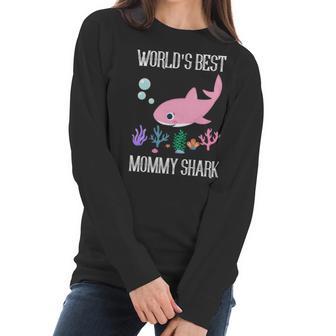 Mommy Gift Worlds Best Mommy Shark Women Long Sleeve Tshirt | Favorety UK