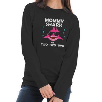 Mommy Shark Of Two Announcement Mothers Day Gift Women Long Sleeve Tshirt | Favorety DE