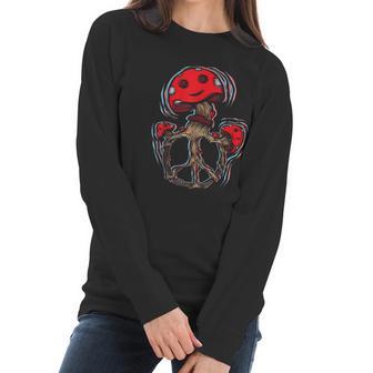 Mushrooms Peace Sign 70S Shrooms 60S Women Long Sleeve Tshirt | Favorety AU