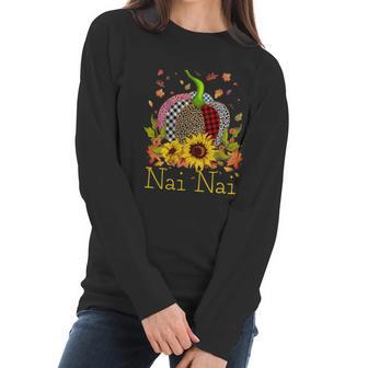 Nai Nai Pumpkin Leopard Print Sunflower Grandma Buffalo Plai Cute Gift Women Long Sleeve Tshirt | Favorety CA