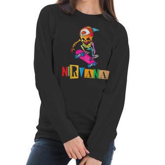 Nirvanas Skateboard Skelton Men Women T-Shirt Graphic Print Casual Unisex Tee Women Long Sleeve Tshirt | Favorety CA