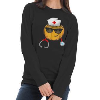 Nurse Halloween Emoji Women Long Sleeve Tshirt | Favorety CA