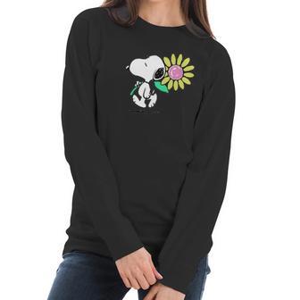 Peanuts Snoopy Pink Daisy Flower Shirt Women Long Sleeve Tshirt | Favorety CA