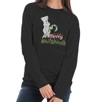 Pillsbury Doughboy Merry Christmas Greeting Mascot Women Long Sleeve Tshirt | Favorety