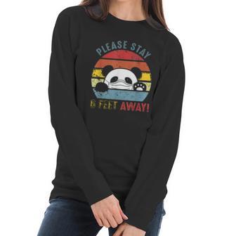 Please Stay 6 Feet Away Panda Social Distancing Women Long Sleeve Tshirt | Favorety CA