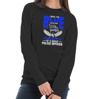 Police Flag Nephew Backs Blue For Police Aunt Women Long Sleeve Tshirt | Favorety AU