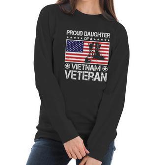 Proud Daughter Of Vietnam Veteran Us Flag Veteran Boots Graphic Design Printed Casual Daily Basic Women Long Sleeve Tshirt | Favorety DE