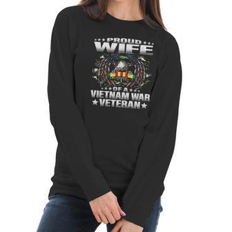 Womens Proud Wife Of A Vietnam War Veteran Military Vets Spouse Women Long Sleeve Tshirt | Favorety DE