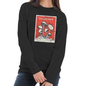 Psilocybin Retro Psychedelic Magic Mushrooms Women Long Sleeve Tshirt | Favorety CA