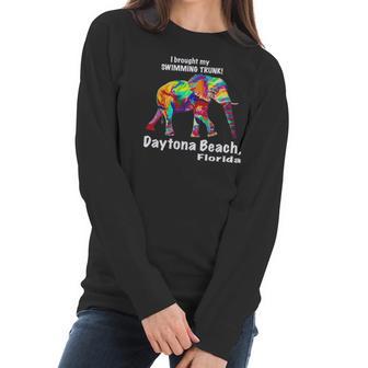 Rainbow Elephant Daytona Beach Florida Tee Women Long Sleeve Tshirt | Favorety UK