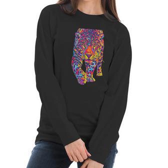 Rainbow Jaguar Abstract Colorful Cat Lover Women Long Sleeve Tshirt | Favorety CA