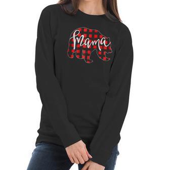 Red Plaid Mama Bear Buffalo Mom Women Long Sleeve Tshirt | Favorety