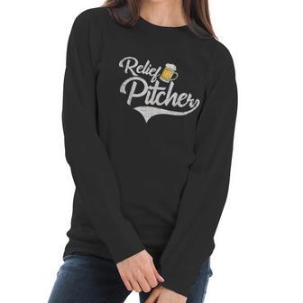 Relief Pitcher Beer And Baseball Funny Graphic Design Printed Casual Daily Basic Women Long Sleeve Tshirt | Favorety UK