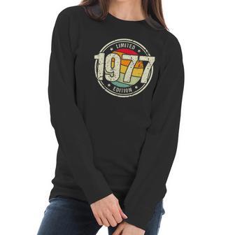 Womens Retro 45 Years Old Vintage 1977 Limited Edition 45Th Birthday V-Neck Women Long Sleeve Tshirt | Favorety DE