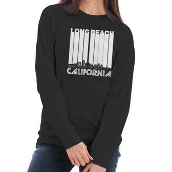 Retro Long Beach California Skyline Womens Tshirt By American Apparel Women Long Sleeve Tshirt | Favorety AU