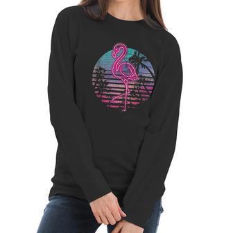 Retro Tropic Flamingo Women Long Sleeve Tshirt | Favorety