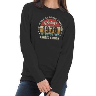 Retro Vintage 1971 50 Years Old Awesome 50Th Birthday Gifts Women Long Sleeve Tshirt | Favorety AU