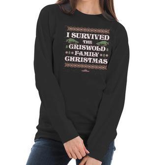 Ripple Junction National Lampoons Christmas Vacation Adult Unisex I Survived Light Weight Crew Women Long Sleeve Tshirt | Favorety CA