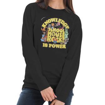 Ripple Junction Schoolhouse Rock Knowledge Is Power Logo Group Adult Women Long Sleeve Tshirt | Favorety