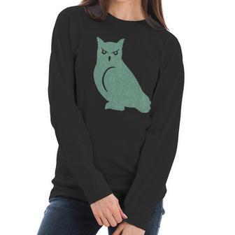 Sage Green Owl Silhouette Artwork Women Long Sleeve Tshirt | Favorety DE