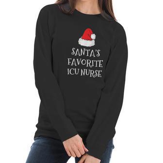 Santas Favorite Icu Nurse Gift Christmas Intensive Care Women Long Sleeve Tshirt | Favorety CA