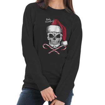 Skull Bah Humbug Christmas Funny Santa Women Long Sleeve Tshirt | Favorety UK