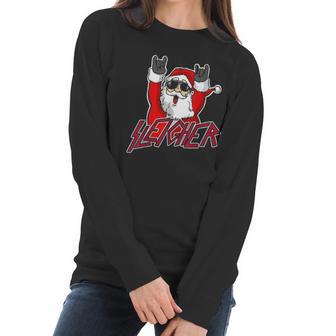 Sleigher Santa Claus Metal Christmas Funny Hail Santa Women Long Sleeve Tshirt | Favorety UK