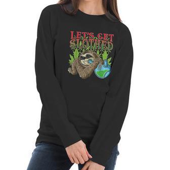 Sloth Marijuana Thc Cannabis Leaf Stoner Gift Women Long Sleeve Tshirt | Favorety UK