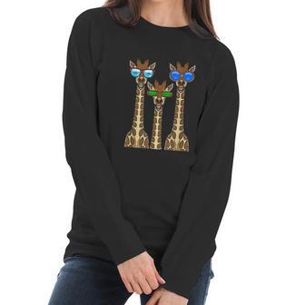 Smiling Giraffes Wearing Sunglasses Women Long Sleeve Tshirt | Favorety UK