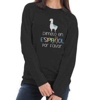 Spanish Teacher Appreciation Gift Playera Llama Maestra Gift Women Long Sleeve Tshirt | Favorety AU