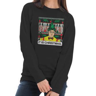 Spirit Forged Apparel Dwight It Is Christmas Ugly Mens Women Long Sleeve Tshirt | Favorety