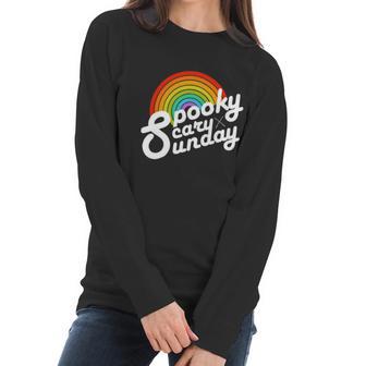 Spooky Scary Sunday Rainbow Funny Spooky Scary Sunday Trendy Funny Gift Women Long Sleeve Tshirt | Favorety CA