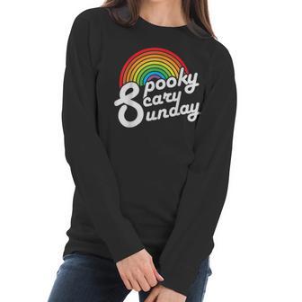 Spooky Scary Sunday Trendy Retro Rainbow Women Long Sleeve Tshirt | Favorety CA