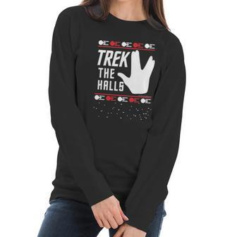 Star Trek Christmas Trek The Halls Ugly Apparel Women Long Sleeve Tshirt | Favorety DE