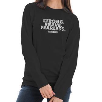 Strong Brave Fearless Joshua 1 9 Christian Faith Women Long Sleeve Tshirt | Favorety AU