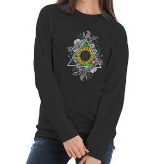 Sunflower Sacred Geometry Floral Flower Of Life Hippie Women Women Long Sleeve Tshirt | Favorety AU