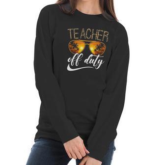 Teacher Of Duty Happy Vacation Summer Sunset Palm Trees On The Beach Sunglasses Women Long Sleeve Tshirt | Favorety