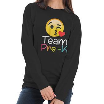 Team Pre K Teacher Emoji Hearts Love Back To School Women Long Sleeve Tshirt | Favorety CA