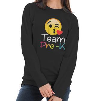 Team Prek Teacher Emoji Hearts Love Back To School Women Long Sleeve Tshirt | Favorety AU