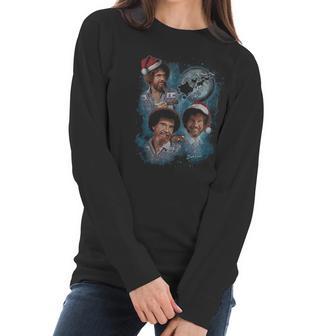 Teelocity 3 Bob Ross Moon Christmas Graphic Women Long Sleeve Tshirt | Favorety AU