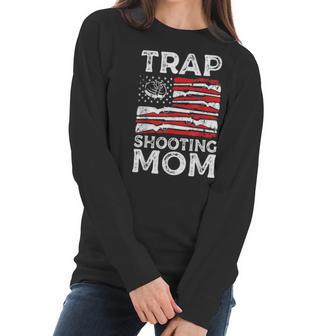 Trap Shooting Mom Gun Rights American Flag Mothers Day Women Long Sleeve Tshirt | Favorety AU