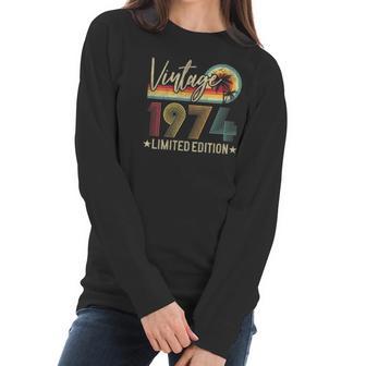 Womens Vintage 1974 47Th Birthday 47 Years Old Limited Edition V-Neck Women Long Sleeve Tshirt | Favorety CA